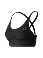 Alpinestars Stella TECH ZX Bra, auto racing base layer top, zwart, voorzien van gekruiste bandjes en grijs logo, vlamvertragend motorsport ondergoed voor dames