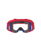 Alpinestars Supertech Corp motorcrossbril, rood en blauw met heldere lens, rood buitenframe en blauw binnenframe, rode band met gegolfd siliconenpatroon, performance eyewear voor off-road racen