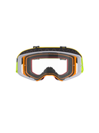 Alpinestars Supertech Corp Goggles, motorcrossbril, fluogeel en wit frame met heldere lens, grijze accenten, zwarte verstelbare band met gele branding en interne siliconen grip, hoogwaardige bril voor off-road racing.