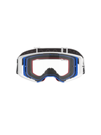 Alpinestars Supertech Corp Goggles, motocrossbril, blauw, wit en oranje met heldere lens, zwarte band met wit logo, professionele off-road racebril met breed gezichtsveld en dubbel geïnjecteerd frame-ontwerp