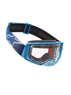 Alpinestars Supertech Dura Air Fluid Goggles, motocross racing, blue and white, clear polycarbonate lens, wide strap.
