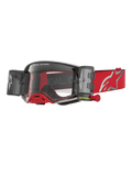 Alpinestars Supertech Firma Roll Off veiligheidsbril, motocrossbril met heldere lens en roll-off systeem, rood en zilver.