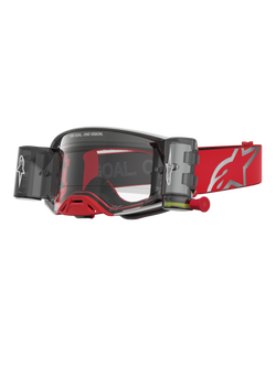 Alpinestars Supertech Firma Roll Off veiligheidsbril, motocrossbril met heldere lens en roll-off systeem, rood en zilver.