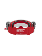 Alpinestars Supertech Firma Roll Off Goggles, Red and Silver motocross eyewear with roll-off canisters and a branded strap.