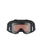 Alpinestars Supertech Corp Absolute Vision motorcrossbril, zwart grijs met zilveren spiegellens, voorzien van "ONE GOAL. ONE VISION." tekst op de lens, brede polycarbonaat lens, hoogwaardige oogbescherming voor off-road racen