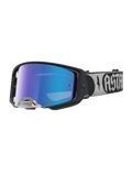 Alpinestars Supertech Atrox veiligheidsbril met zwart frame en blauwe spiegelende lens voor professionele motocross.