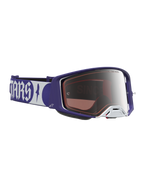 Alpinestars Supertech Atrox veiligheidsbril, motocrossbril voor off-road racing, blauw en wit met zilveren spiegellens.