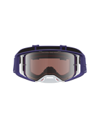 Alpinestars Supertech Atrox veiligheidsbril, motocrossbril, donkerblauw en wit, met spiegelende zilveren lens en race-optiek.