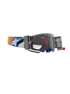 Alpinestars Supertech Corp Roll-Off crossbril, blauwe en oranje kleuruitvoering, heldere spuitgegoten lens met Wide Vision Roll-Off systeem, gegolfde siliconen glijlijnen, verstelbare elastische band met opvallend Alpinestars-logo, hoogwaardige motocross-bril