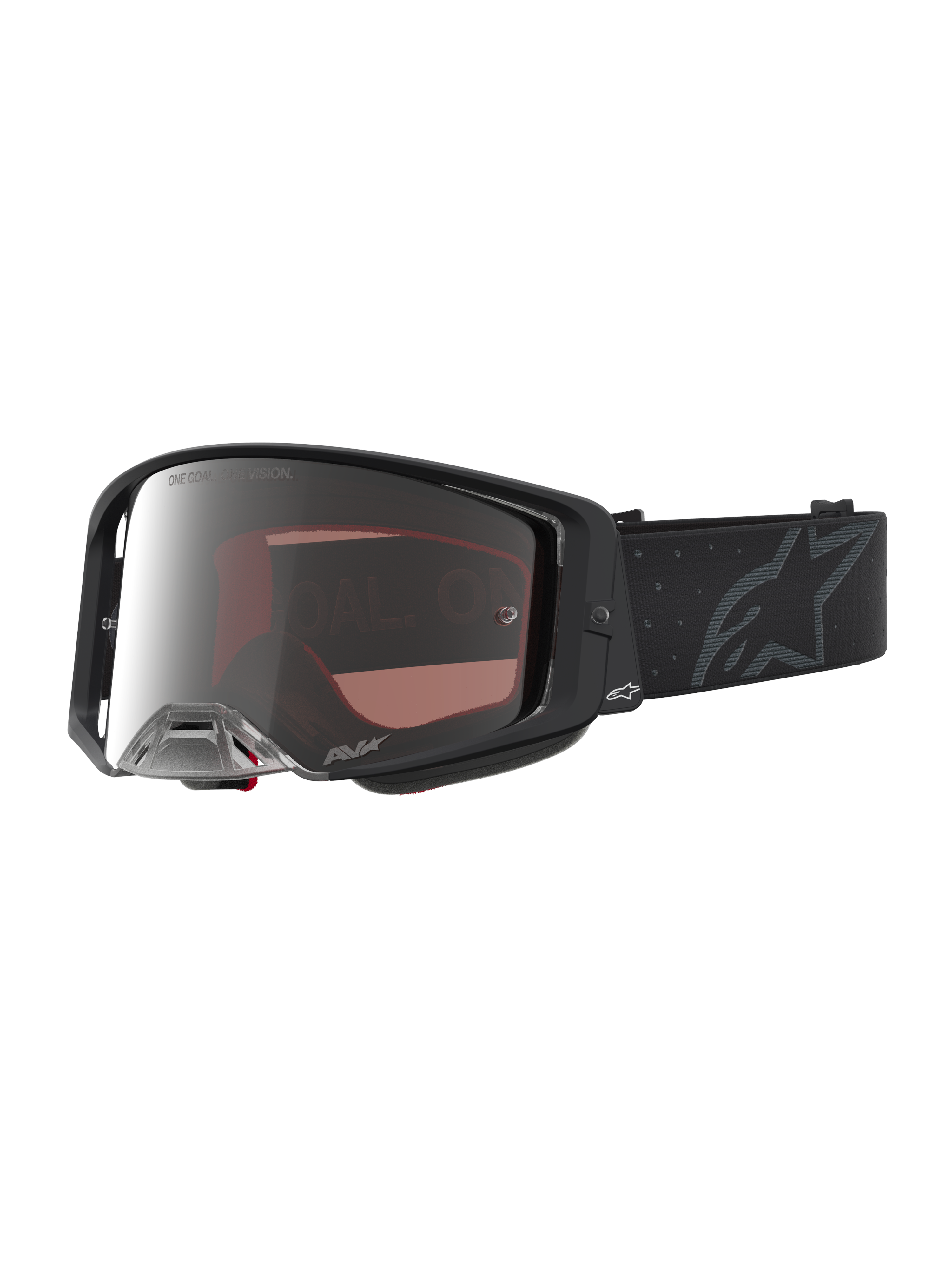 Alpinestars Supertech Cloak Goggles, unisex motocross racing goggles, black and mirror silver, high-grade polycarbonate lens.