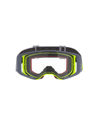 Alpinestars Supertech Stream crossbril, motorcrossbril, grijs en fluorescerend geel frame met heldere lens, vooraanzicht met breed gezichtsveld en technische frameconstructie, oogbescherming voor off-road racen