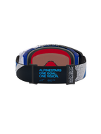 Alpinestars Supertech Hiten Motocross Goggles, unisex, black and blue, rear view of strap with brand motto and logo.