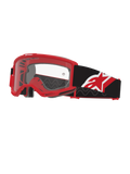 Alpinestars Vision Goggles OTG, Motocross Goggles, Red Black and White with Clear Lens, over-the-glasses design with a deep volume red frame, wide black strap with red and white star logo, high-airflow ventilation for off-road racing