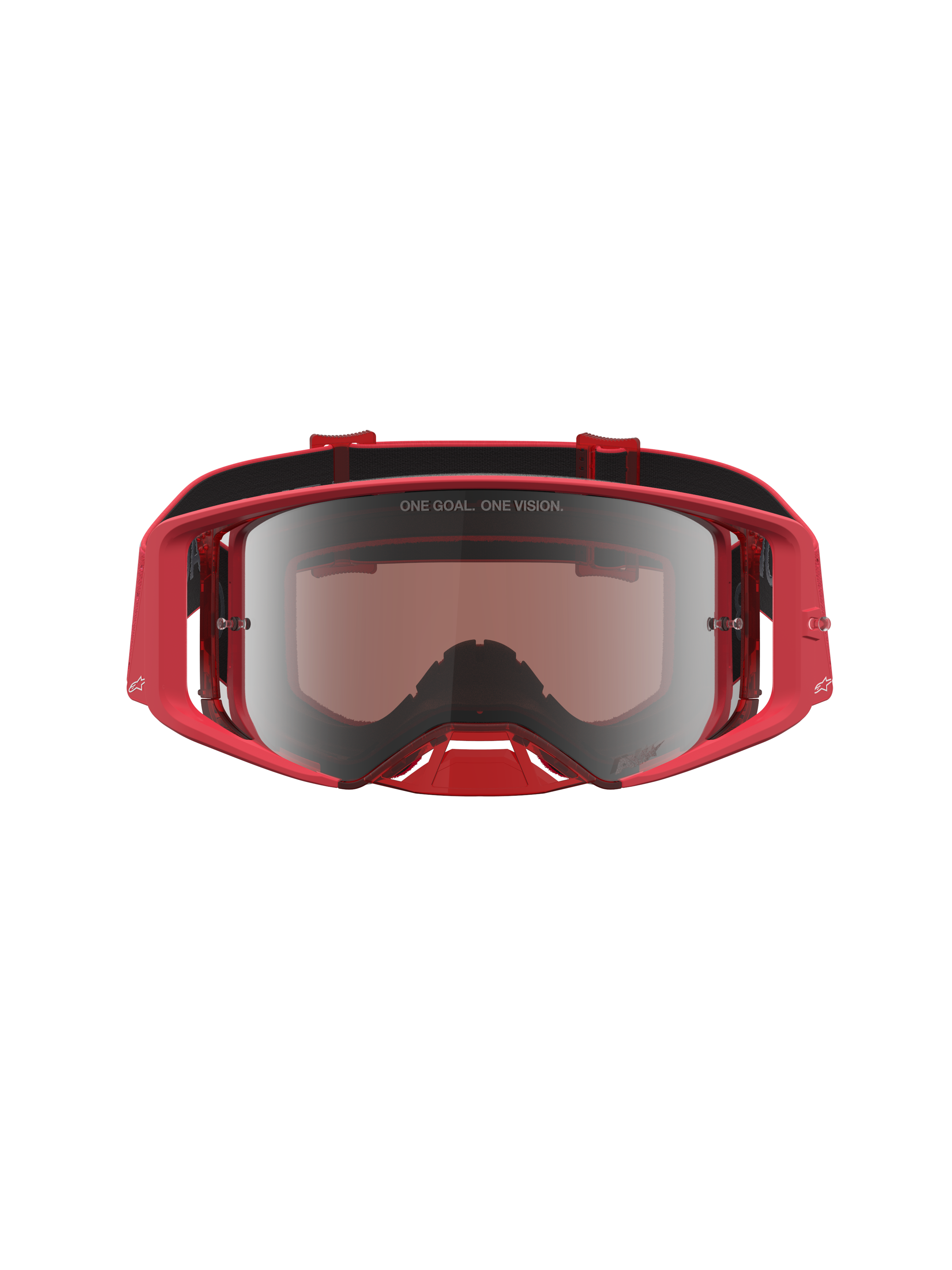 Alpinestars Supertech Vesta Goggles, Motocross, Red Fluo and Chrome Mirror Silver, featuring a high-grade mirrored lens.