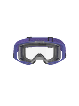 Alpinestars Vision 8 Corp Goggles, Motocross Goggles, Purple and Clear, featuring a purple A-FLEX frame, clear anti-fog lens, and a wide purple woven strap with wave pattern, high-performance eye protection for off-road racing