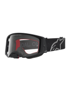 Alpinestars Supertech Vesta veiligheidsbril, motocross voor off-road, mat zwart en zilver, met heldere lens.