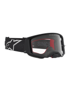 Alpinestars Supertech Vesta veiligheidsbril, matzwart en zilver, MX-bril met brede heldere lens en lichtgewicht frame.