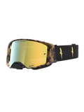 Alpinestars Supertech LE Zona motorcrossbril, zwarte en bruine veiligheidsbril met goudkleurige spiegelende lens en hoogwaardige optica