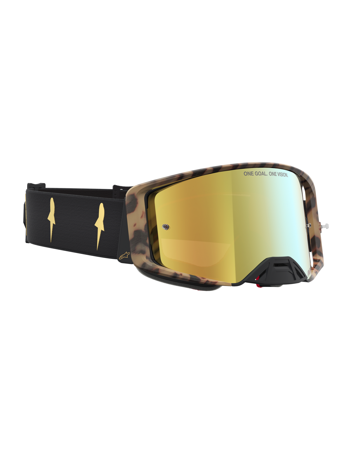 Alpinestars Supertech LE Zona veiligheidsbril,Limited Edition motocrossbril,zwart en bruin met goudkleurige spiegelende lens en gouden details