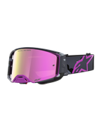 Alpinestars Supertech Lone Limited Edition veiligheidsbril, motorcrossbril, paarse camouflage en roze spiegelende lens, geprinte band met Astars-logo