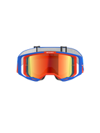 Alpinestars Vision 8 Wordmark Goggles, motorcrossbril, blauw en oranje met rode spiegelende lens, voorzien van een breed gezichtsveld en hoogwaardig A-FLEX frame voor off-road racing.
