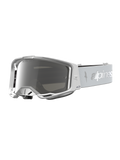 Alpinestars Vision 8 Amber spiegel veiligheidsbril, motorcrossbril, wit en zilver met zilveren anti-condens spiegellens.