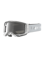 Alpinestars Vision 8 Amber spiegel veiligheidsbril, motorcrossbril, wit en zilver met zilveren anti-condens spiegellens.