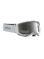 Alpinestars Vision 8 Amber motorcrossbril, wit met zilveren spiegellens, lichtgewicht A-FLEX frame en breed gezichtsveld.