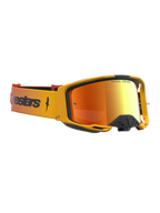 Alpinestars Vision 8 Amber Mirror veiligheidsbril, geel frame met rode spiegellens voor motorcross en off-road racing.