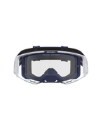 Alpinestars Vision 8 Amber veiligheidsbril, motorcrossbril in wit en donkerblauw, transparante lens en A-FLEX frame voor off-road prestaties.