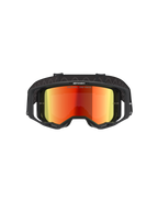 Alpinestars Vision 8 Corp Goggles, motorcrossbril, zwart en Mirror Red, vooraanzicht met een rode reflecterende lens met 'ONE GOAL. ONE VISION.' tekst, zwart frame met RAM-AIR ventilatie, verstelbare zwarte band, professionele oogbescherming voor off-road racen