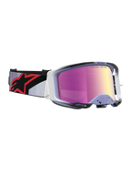 Alpinestars Vision 8 Maven veiligheidsbril, motocrossbril in lavendel en zwart met roze spiegellens en RAM-AIR ventilatie.
