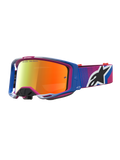 Alpinestars Vision 8 Maven veiligheidsbril, motocross, blauw en roze, rode spiegellens, lichtgewicht A-FLEX frame.