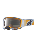 Alpinestars Vision 8 Maven Veiligheidsbril, motocrossbril, blauw en oranje, Mirror Silver anti-condens lens, RAM-AIR ventilatie, professionele off-road oogbescherming.
