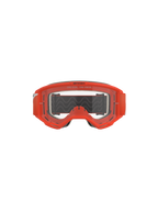 Alpinestars Vision 5 Corp Goggles, motorcrossbril, oranje met heldere lens, vooraanzicht met een opvallend oranje frame, transparante anti-condens lens met 'One Goal. One Vision' branding, grijs gezichtsschuim en een zwarte band met golvende siliconen grip.