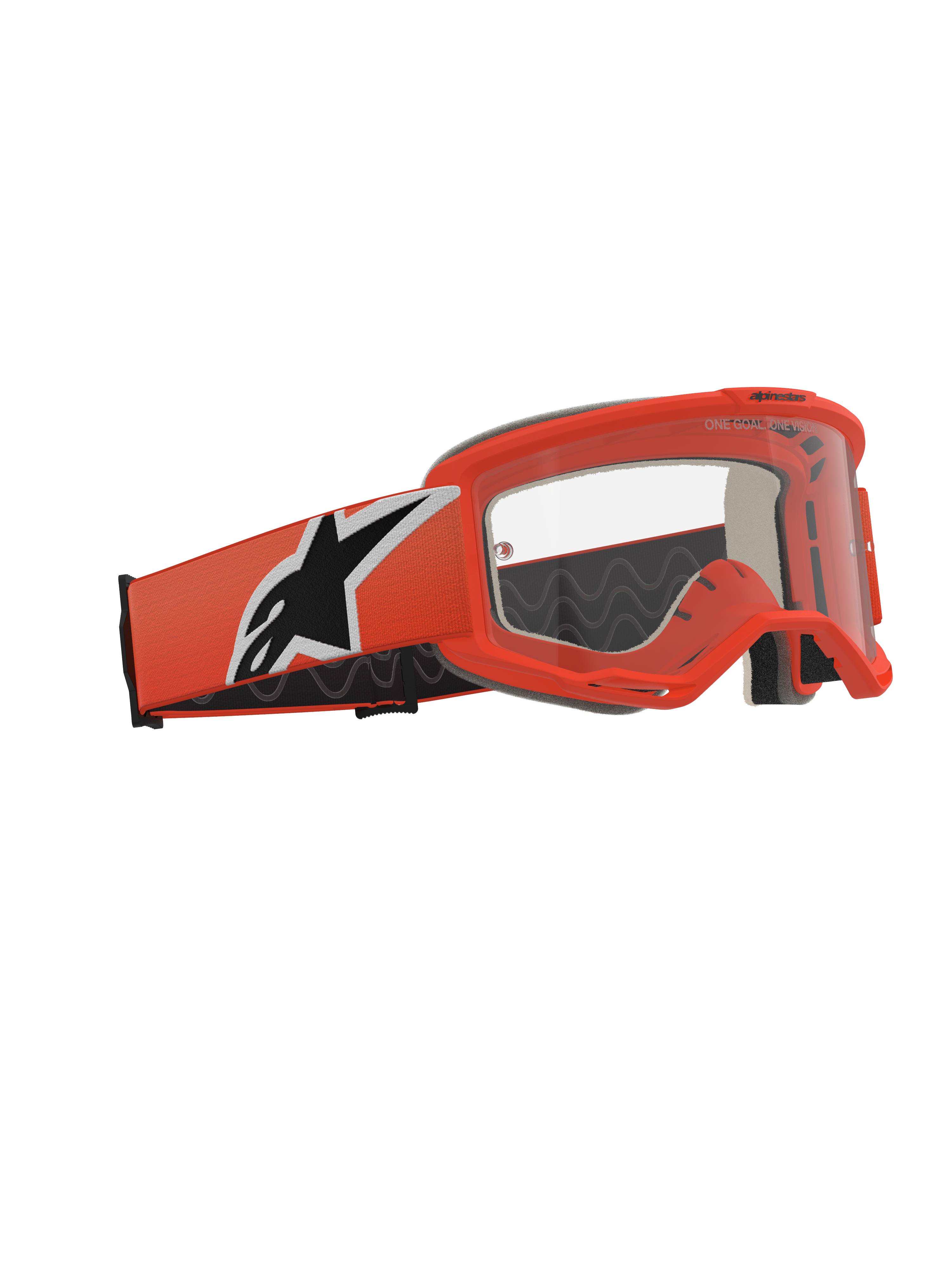 Alpinestars Vision 5 Corp Goggles, motorcrossbril, oranje en transparant, oranje frame en band met een opvallend zwart-wit sterlogo, heldere anti-condens lens, professionele off-road racebril