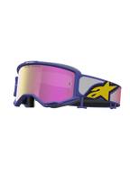 Alpinestars Vision 5 Drag Goggles, purple motocross eyewear with a pink mirror lens and ventilated A-FLEX frame.