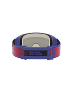 Alpinestars Vision 5 Drag Goggles, Purple and Red motocross goggles, rear view with brand motto on the adjustable strap.