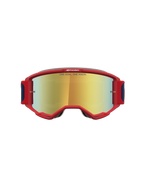 Alpinestars Vision 5 Drag veiligheidsbril, rode motorcrossbril met goud spiegelglas, A-FLEX frame en RAM-AIR ventilatie.