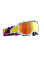 Alpinestars Vision 5 Drag Veiligheidsbril, motocross racing, wit frame, oranje en rood gespiegelde lens, A-FLEX constructie.