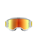 Alpinestars Vision 5 Drag veiligheidsbril, witte motorcrossbril met oranje-rood gespiegelde lens en RAM-AIR ventilatie.