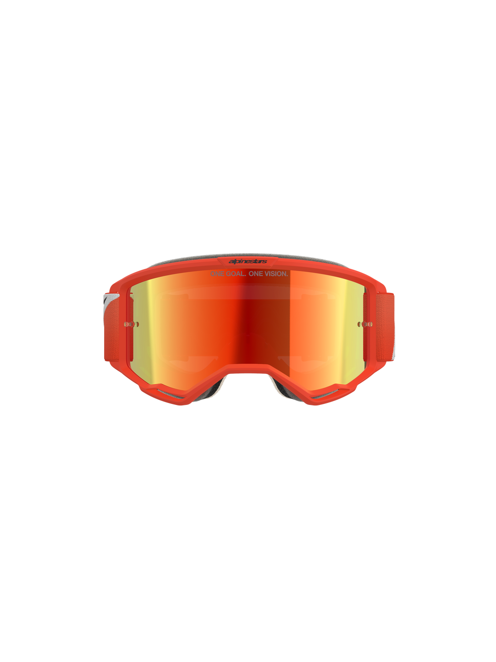 Alpinestars Vision 5 Corp Goggles, motorcrossbril, oranje frame met Oranje Mirror Red reflecterende lens, rode verstelbare band, strak off-road performance-ontwerp
