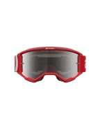 Alpinestars Vision 5 Hone veiligheidsbril, rood-witte motorcrossbril met zilveren spiegellens en RAM-AIR ventilatie.