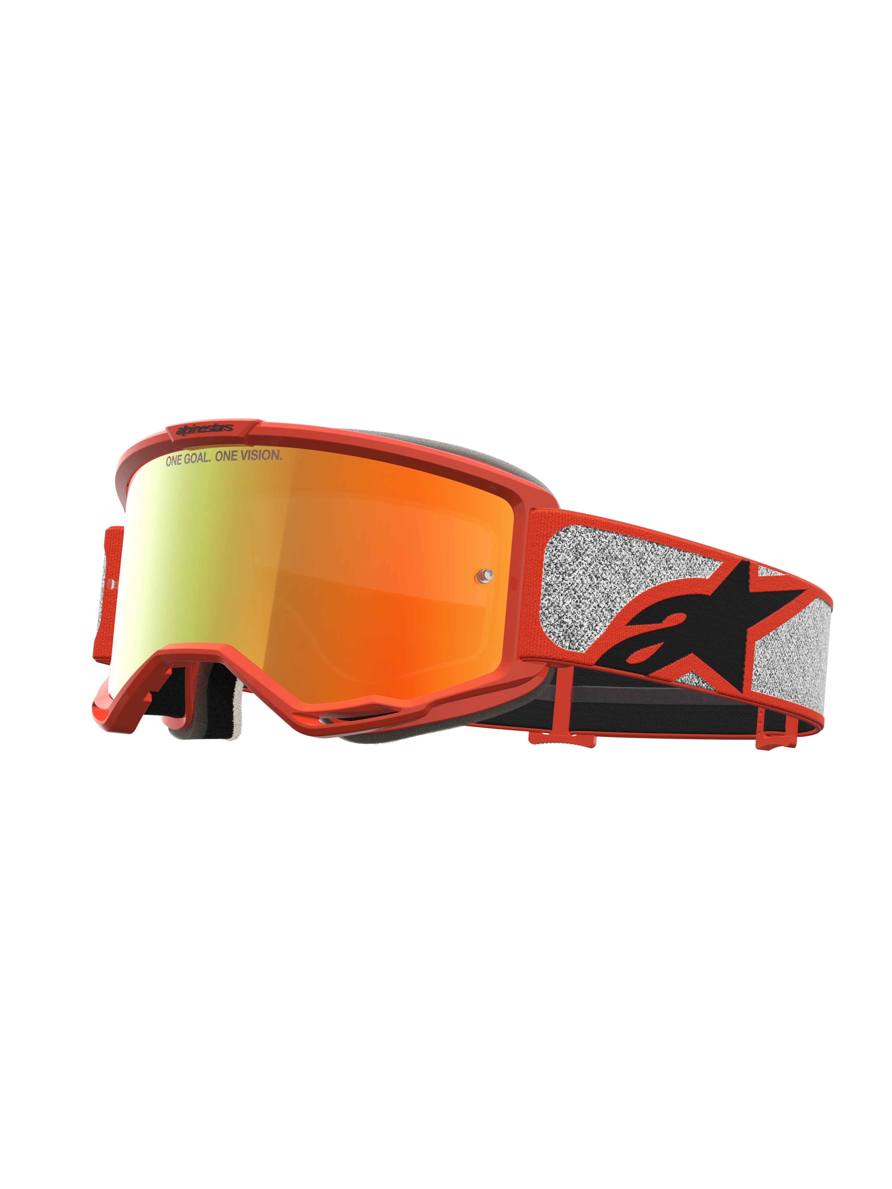 Alpinestars Vision 5 Rora Goggles, Motocross Goggles, Orange and Silver, Red Mirror Lens, A-FLEX Frame