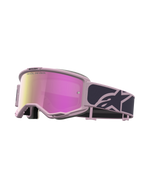 Alpinestars Vision 5 Rora Veiligheidsbril, roze en grijs, met roze spiegelglas, flexibel A-FLEX frame en RAM-AIR ventilatie.