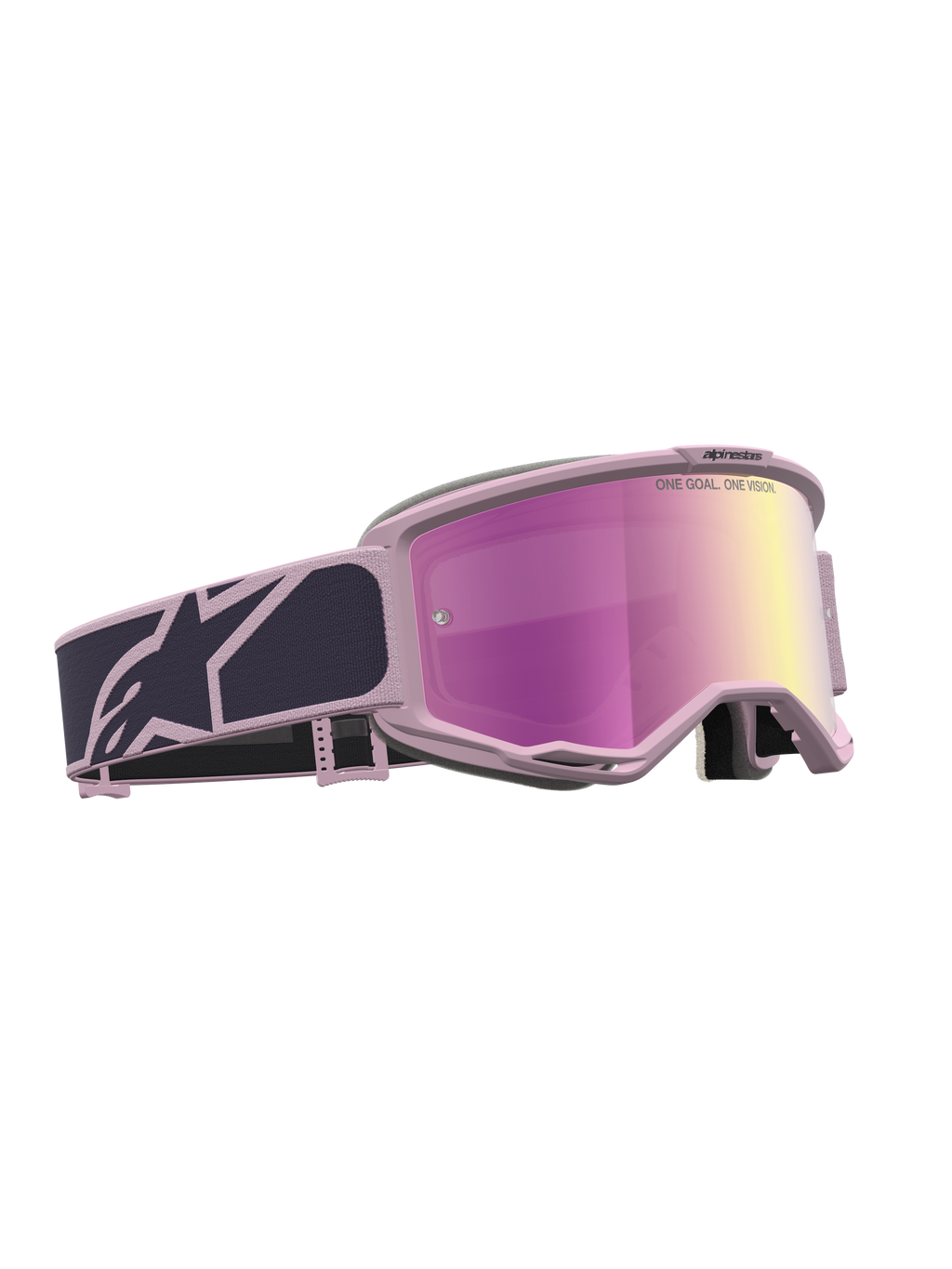 Alpinestars Vision 5 Rora Veiligheidsbril, motorcrossbril in grijs en roze, roze spiegelend vizier en RAM-AIR ventilatie.