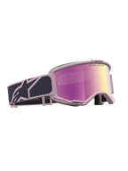 Alpinestars Vision 5 Rora Veiligheidsbril, motorcrossbril in grijs en roze, roze spiegelend vizier en RAM-AIR ventilatie.