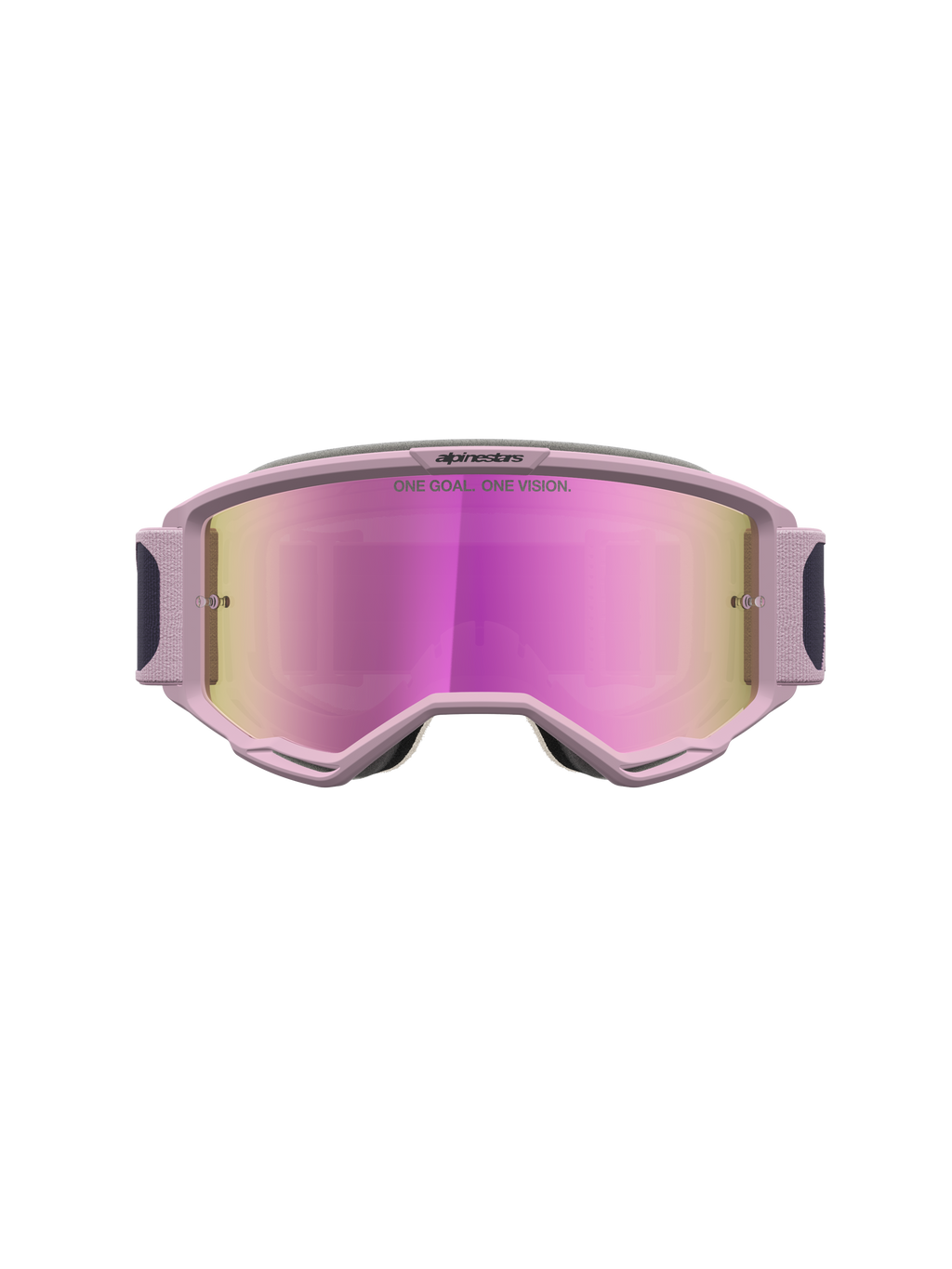 Alpinestars Vision 5 Rora veiligheidsbril, grijs en roze, roze spiegelglas, A-FLEX urethaan constructie.