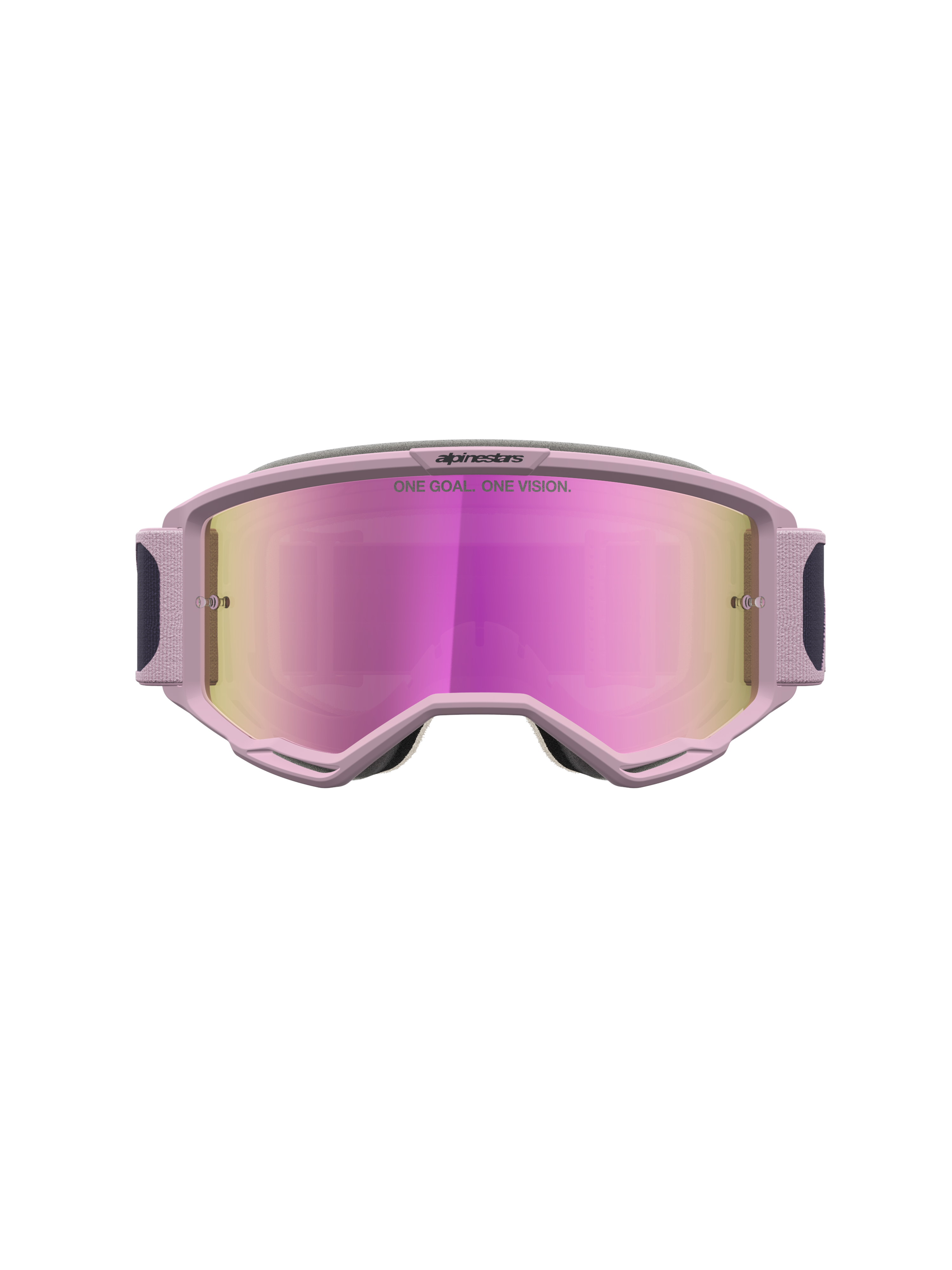 Alpinestars Vision 5 Rora veiligheidsbril, grijs en roze, roze spiegelglas, A-FLEX urethaan constructie.