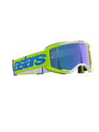 Alpinestars Vision 5 Blaze Goggles, Motocross Goggles, Fluo Yellow and Blue, Mirror Blue Lens, wide yellow woven strap with bold blue 'astars' logo, professional protective eyewear for off-road racing